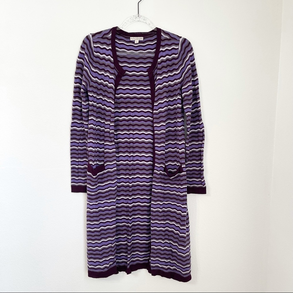 Maxi-length Cardigan. Size S. Purple Striped Cardigan from New York & Company